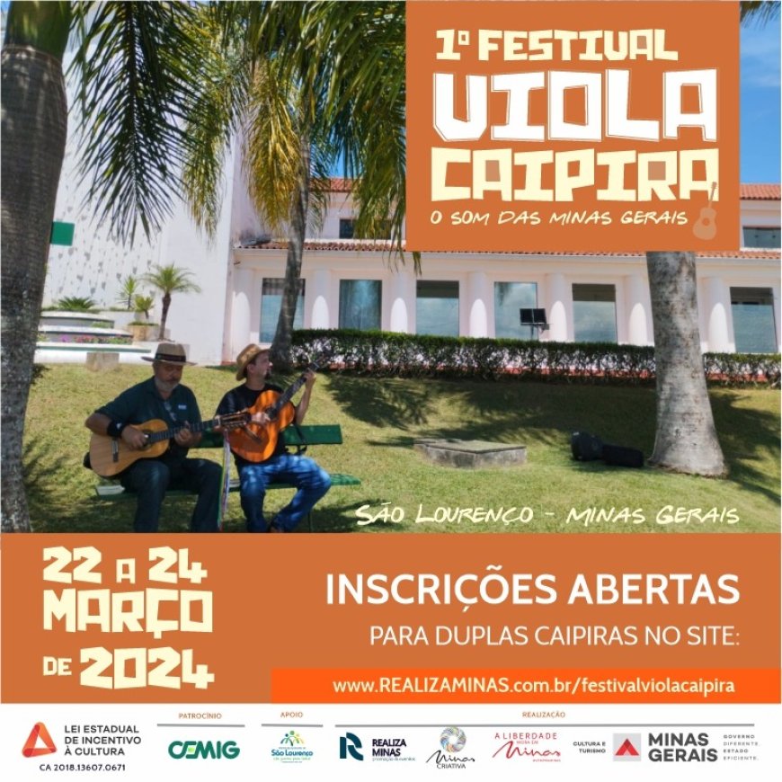 1º Festival Viola Caipira de São Lourenço abre  inscrições para participação de duplas caipiras