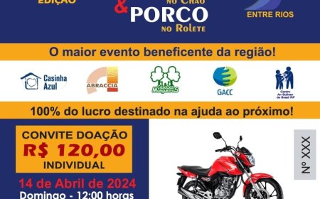 O Rotary Club de Ribeirão Preto-Entre Rios está promovendo a 18ª edição da Costela de Chão & Porco no Rolete.