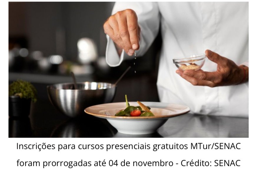 Inscrições prorrogadas para cursos gratuitos MTur Senac até (04) de novembro