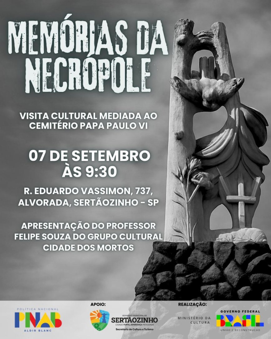 Projeto “Memórias da Necrópole” promove visita cultural ao Cemitério “Papa Paulo VI” no domingo, dia 07