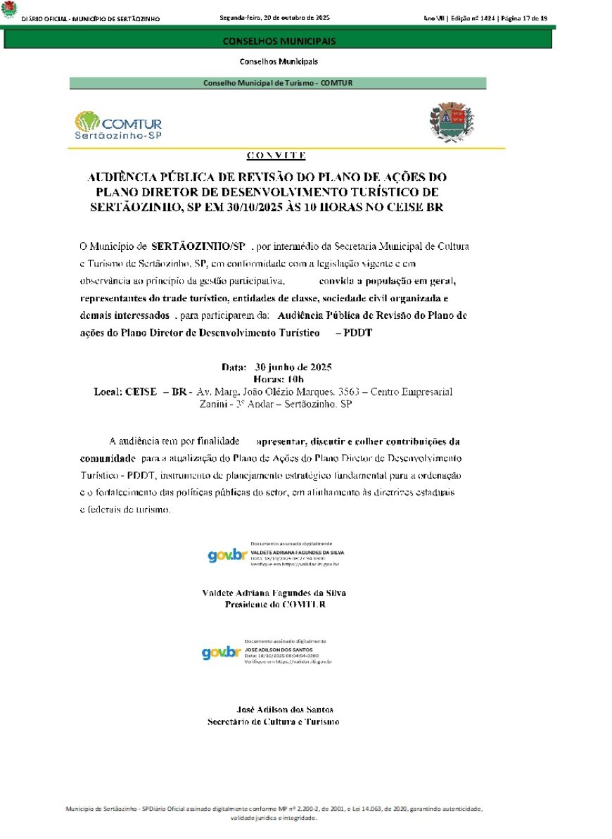 AUDIÊNCIA PÚBLICA COMTUR SERTÃOZINHO