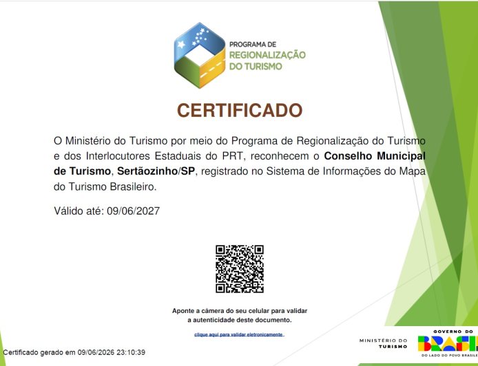 Sertãozinho é validado, mais uma vez, no Mapa do Turismo Brasileiro, reafirmando sua vocação como Estância Turística