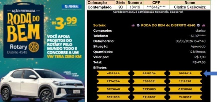 Clarice Skalkowicz é a ganhadora do VW TERA, ação promovida pelo Distrito 4540 do Rotary